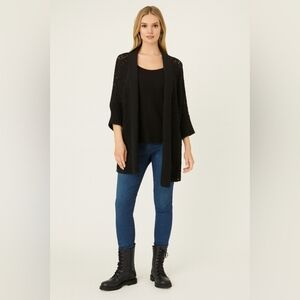 Lucky Brand Black Open Knit Cardigan